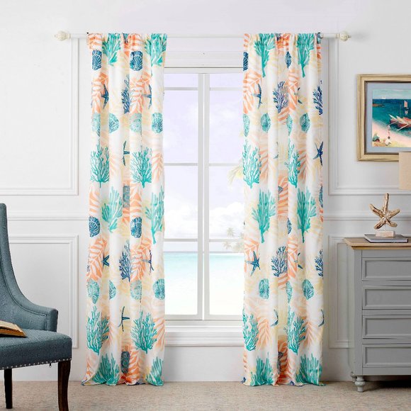 AQUA Montego Coastal Curtains Window Treatments - Picture 2 of 2